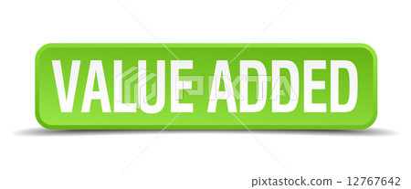 value added green 3d realistic square isolated button value added green 3d realistic square isolated button 12767642