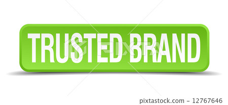 trusted brand green 3d realistic square isolated button trusted brand green 3d realistic square isolated button 12767646