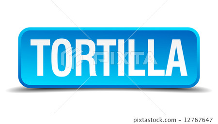 Tortilla blue 3d realistic square isolated button 12767647