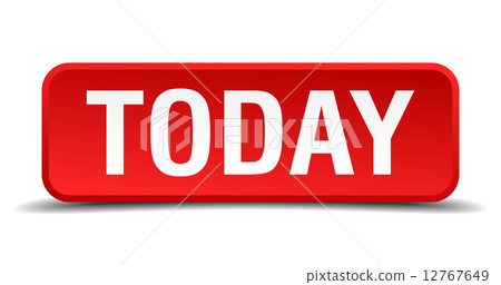 Today red 3d square button isolated on white Today red 3d square button isolated on white 12767649
