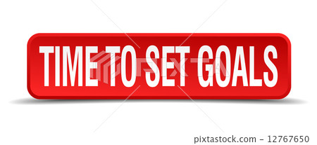 time to set goals red 3d square button isolated on white time to set goals red 3d square button isolated on white 12767650