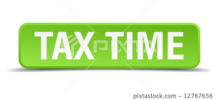 Tax time green 3d realistic square isolated button 12767656
