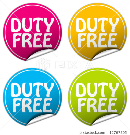 duty free round stickers set on white background 12767805