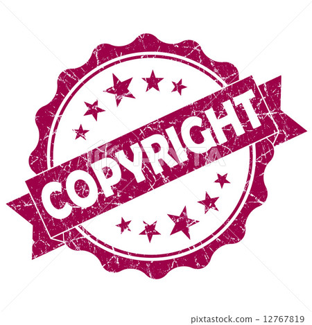 COPYRIGHT pink vintage round grunge seal isolated on white background 12767819