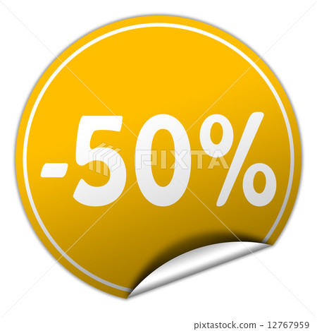 discount round yellow sticker on white background 12767959
