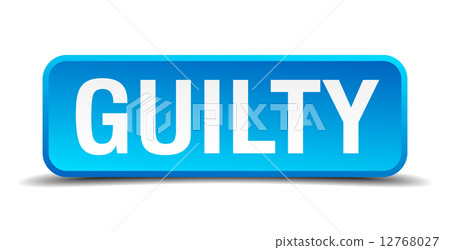 Guilty blue 3d realistic square isolated button Guilty blue 3d realistic square isolated button 12768027