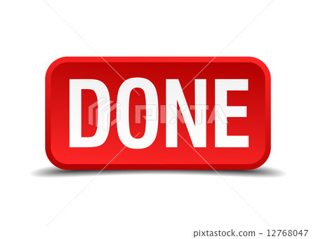 Done red 3d square button isolated on white background Done red 3d square button isolated on white background 12768047