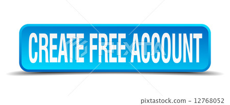 create free account blue 3d realistic square isolated button 12768052