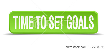 Time to set goals green 3d realistic square isolated button 12768195