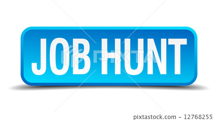 Job hunt blue 3d realistic square isolated button 12768255