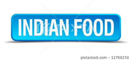 indian food blue 3d realistic square isolated button 12768258