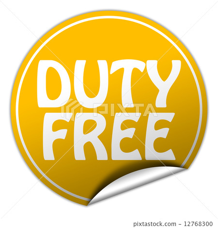 duty free round yellow sticker on white background 12768300