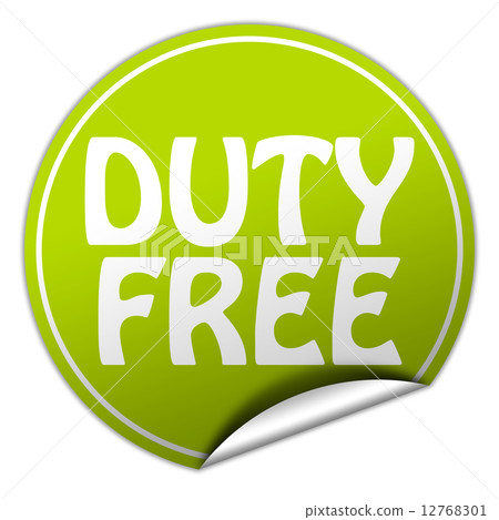 duty free round green sticker on white background 12768301