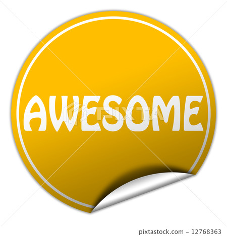 AWESOME round yellow sticker on white background 12768363