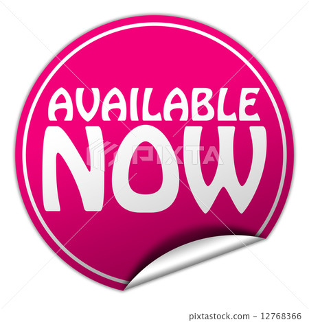 AVAILABLE NOW round pink sticker on white background AVAILABLE NOW round pink sticker on white background 12768366