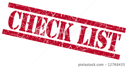 check list red square grungy isolated rubber stamp 12768435