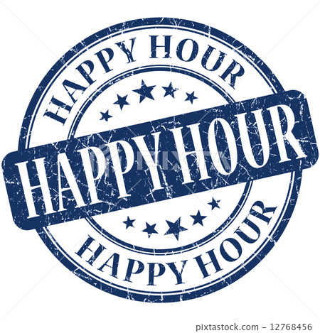 Happy hour grunge blue round stamp Happy hour grunge blue round stamp 12768456
