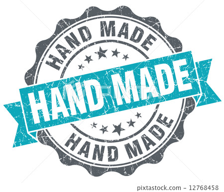 Hand made blue grunge retro style isolated seal Hand made blue grunge retro style isolated seal 12768458