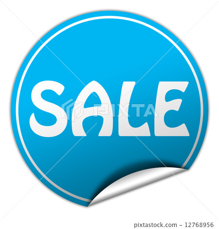 sale round blue sticker on white background 12768956