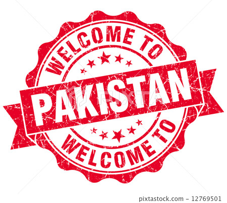 Welcome to Pakistan red grungy vintage isolated seal 12769501