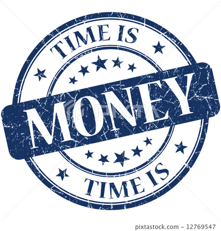 Time is money blue round grungy vintage isolated rubber stamp 12769547