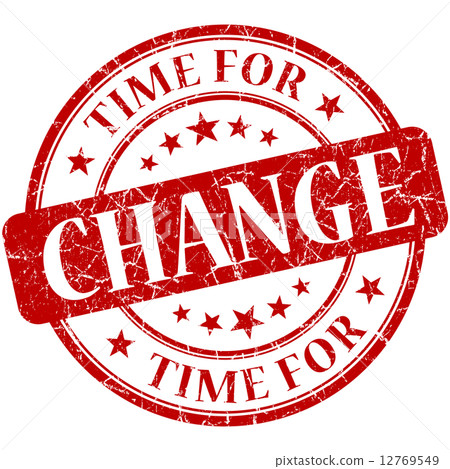 Time for change red round grungy vintage isolated rubber stamp 12769549