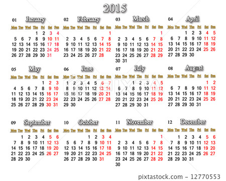 calendar for 2015 year - Stock Illustration [12770553] - PIXTA