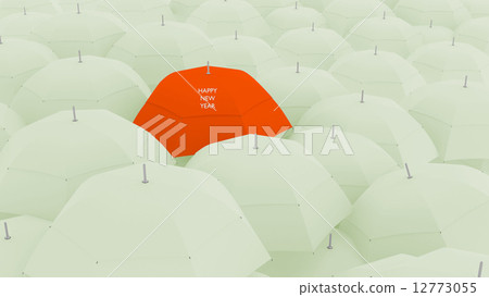 3d concept, showing unique happy new year umbrella, 3d concept, showing unique happy new year umbrella, 12773055