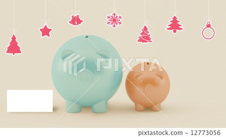 two different piggy bank with christmas decoration two different piggy bank with christmas decoration 12773056