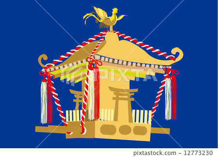 Illustration of a mikoshi of the festival background blue 12773230
