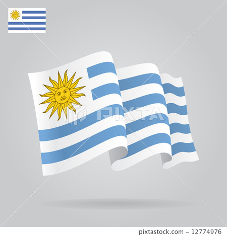 Flat and waving Uruguayan Flag. Vector  12774976