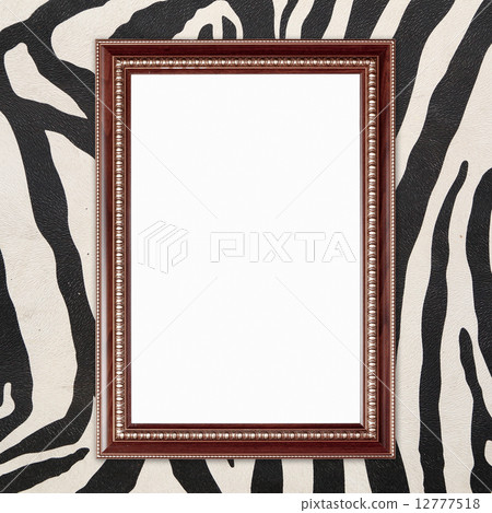 blank wood frame on zebra texture 12777518