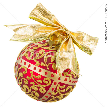 Golden with red Christmas ball Golden with red Christmas ball 12778597