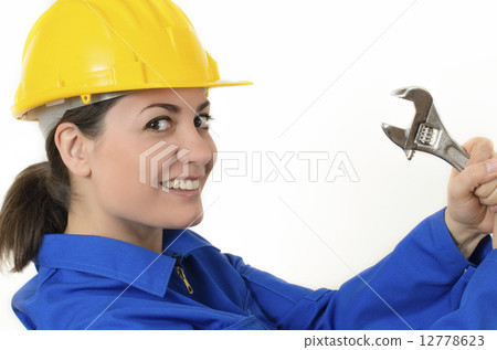 Woman holding Adjustable Wrench Woman holding Adjustable Wrench 12778623