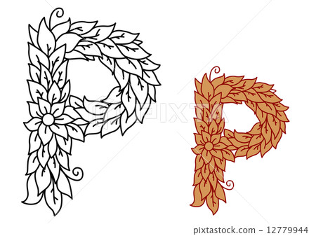 Uppercase letter P in a foliate font 12779944