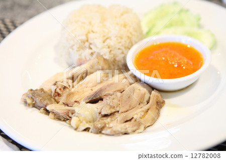 Thai food gourmet steamed chicken with rice , khao mun kai in wo Thai food gourmet steamed chicken with rice , khao mun kai in wo 12782008