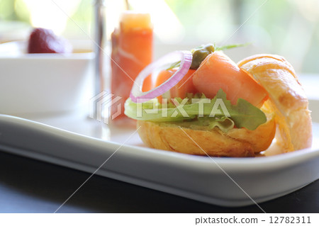Canapes with smoked salmon Canapes with smoked salmon 12782311