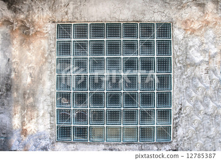 glass block on the old cement wall for construction design glass block on the old cement wall for construction design 12785387