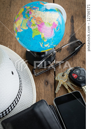 keys and world travel concept 12786571