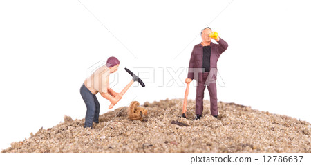 Miniature workers with pickaxes Miniature workers with pickaxes 12786637