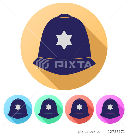 Set Flat icons of helmet metropolitan British police 12787671