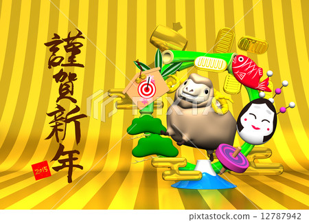 new year's card, votive picture, sheep 12787942