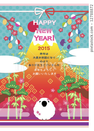 Greeting Sheep Red Fuji with New Year's card 12788872