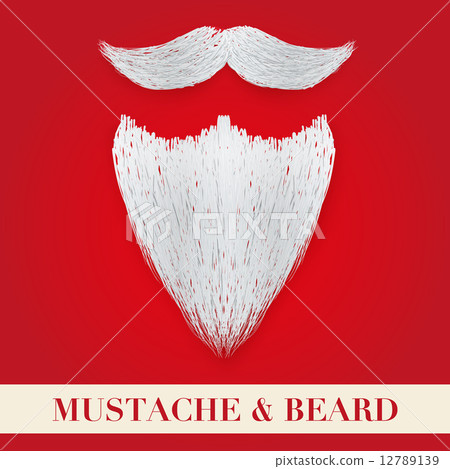 Realistic Christmas Santa white beard with curly mustache 12789139