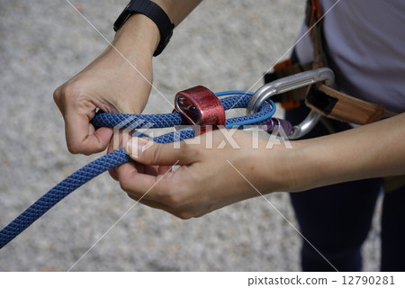 Close up of Woman's hand in belaying activities 12790281
