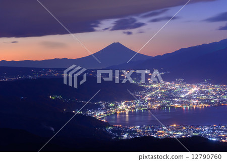 黎明前的Su訪盆地富士山 12790760