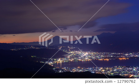 Fuji in the Suwa basin before dawn 12790762
