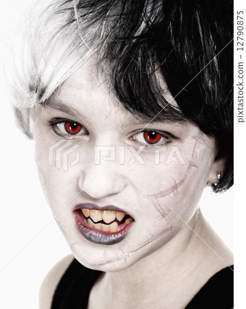 Young Girl in Wig Posing as Vampire Young Girl in Wig Posing as Vampire 12790875