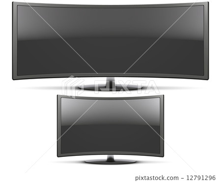 Set Frontal view of curved widescreen led or lcd tv monitor 12791296