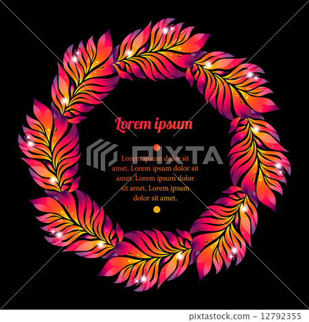 Floral watercolor wreath of colorful feather 12792355